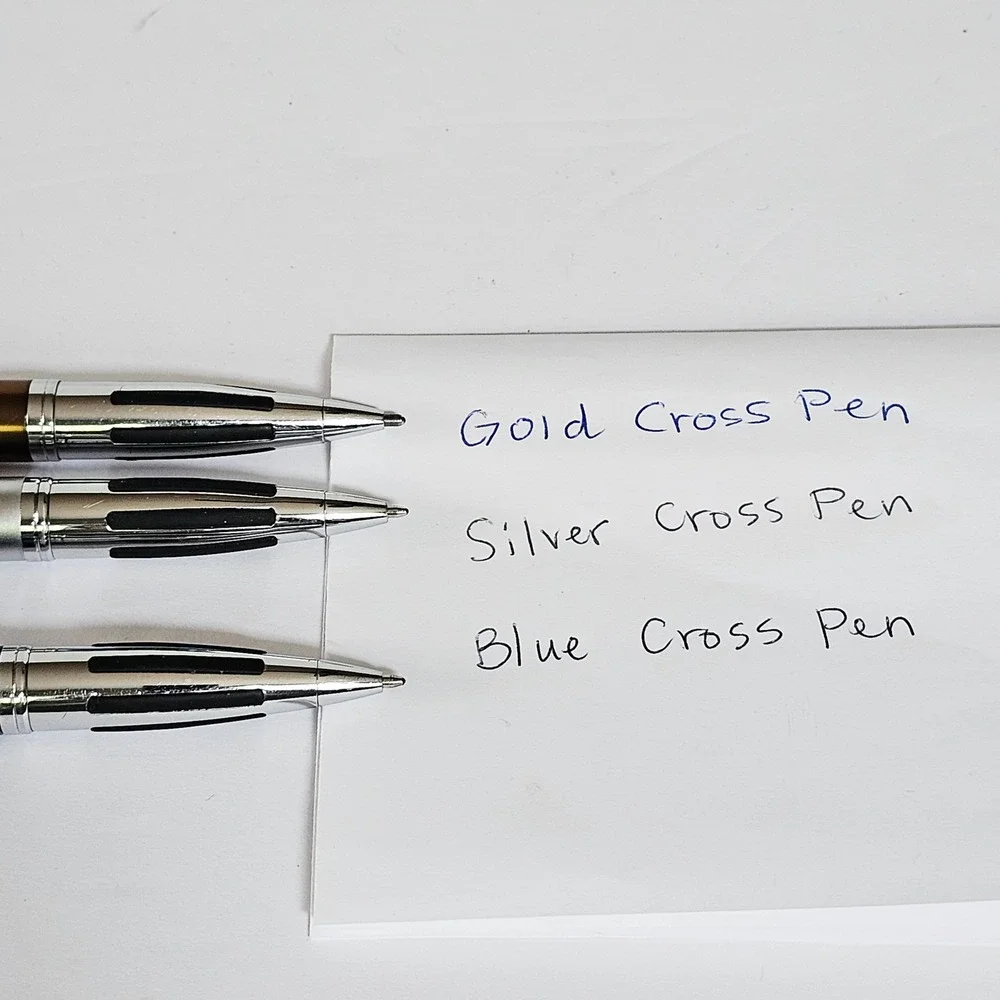Vintage Cross ATX Ballpoint Pen Set 3 Metallic Blue Silver Bronze Ergonomic Grip